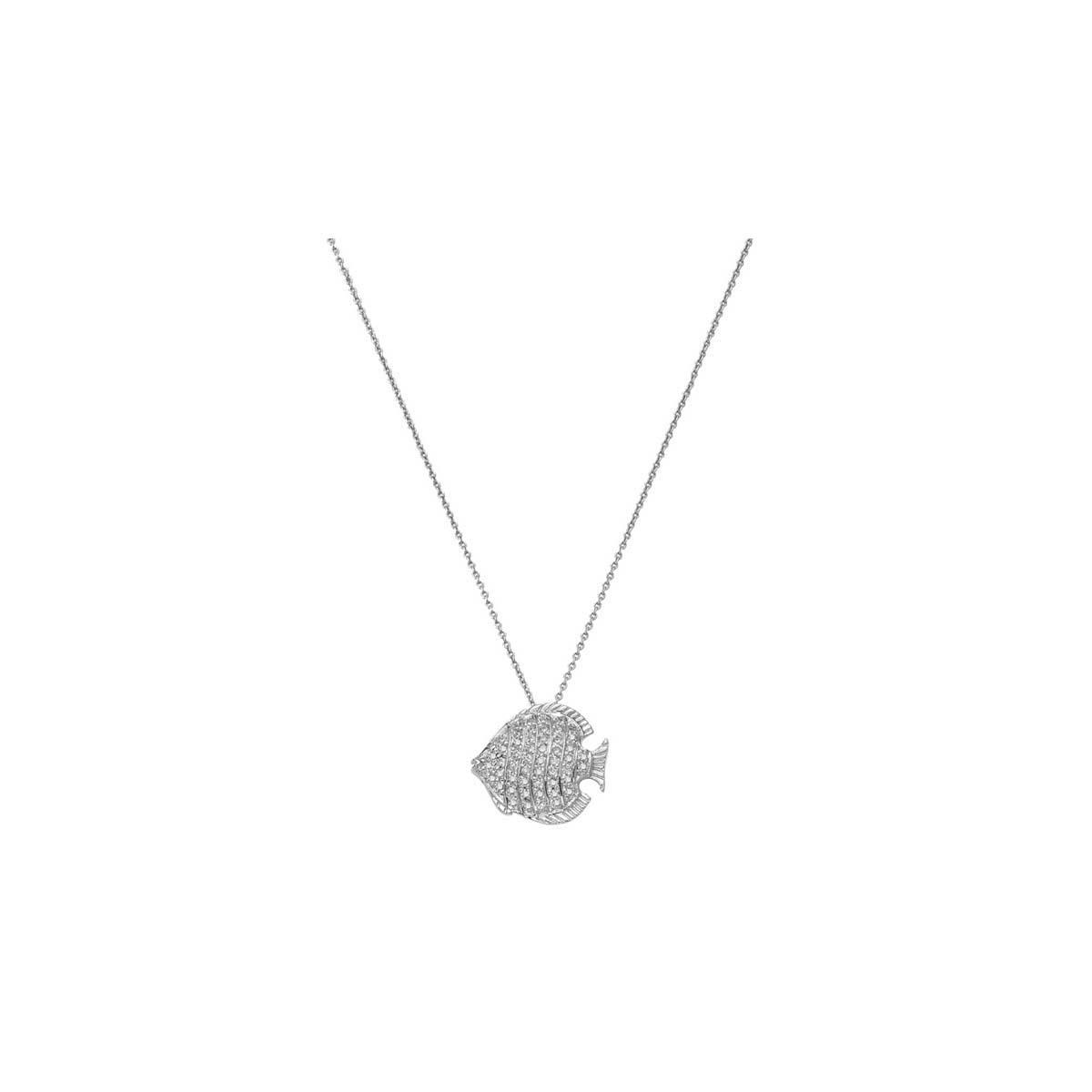 Roberto Coin 18k White Gold Diamond Fish Pendant Necklace