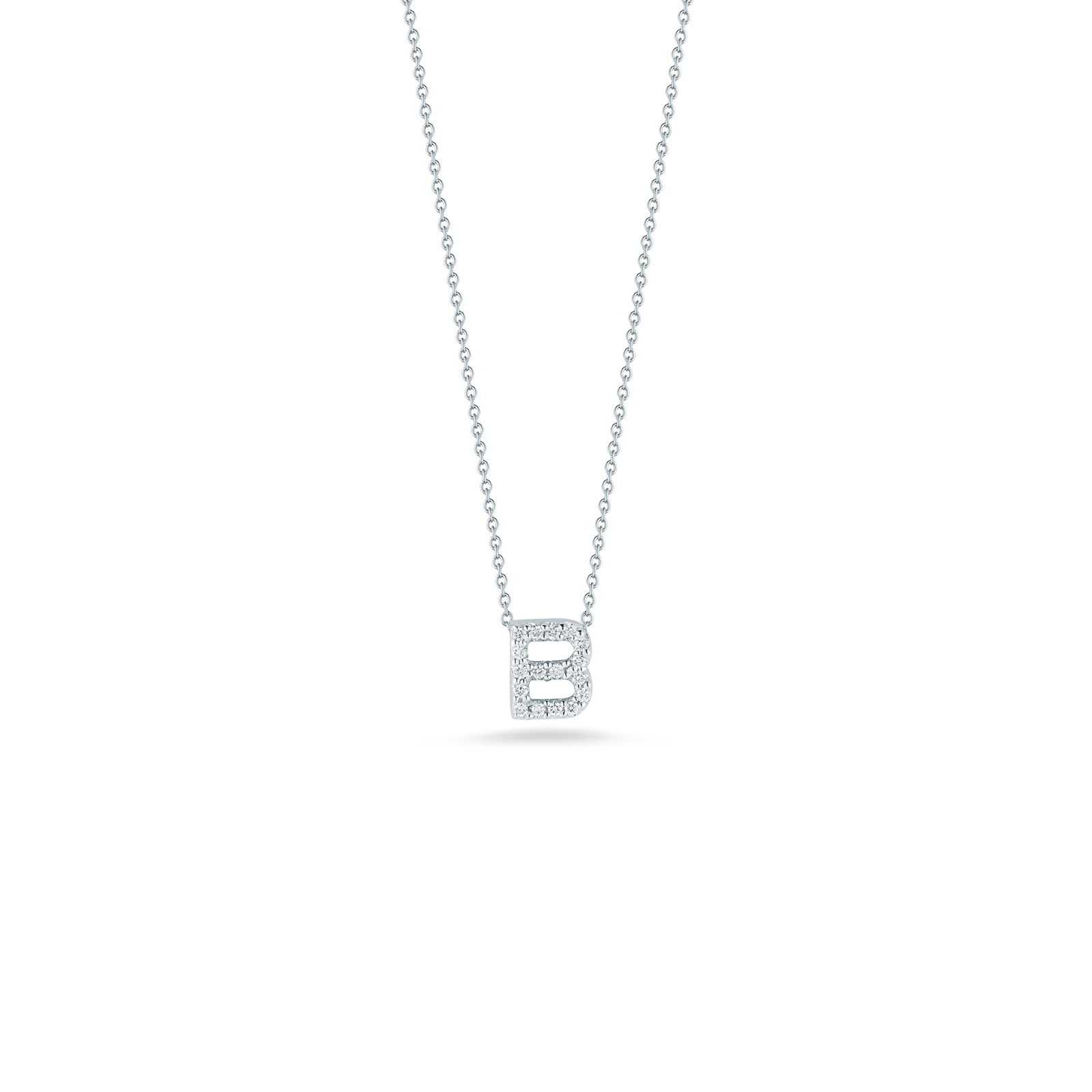 Roberto Coin Tiny Treasures 18K White Gold Love Letter B Pendant with Diamonds