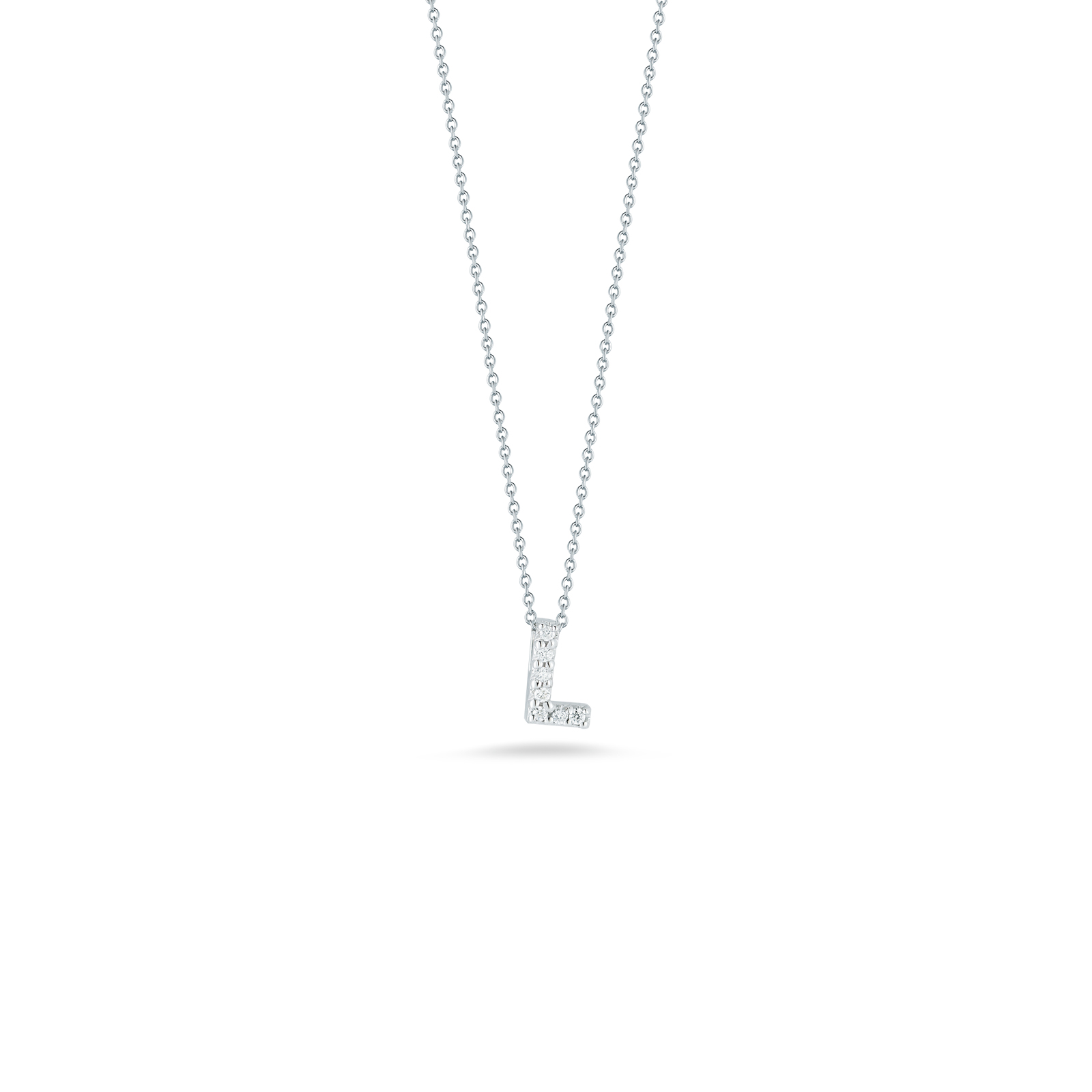 Roberto Coin Tiny Treasures 18K White Gold Love Letter L Pendant with Diamonds