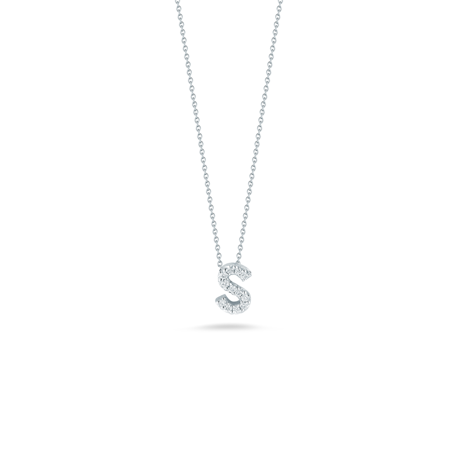 Roberto Coin Tiny Treasures 18K White Gold Love Letter S Pendant with Diamonds