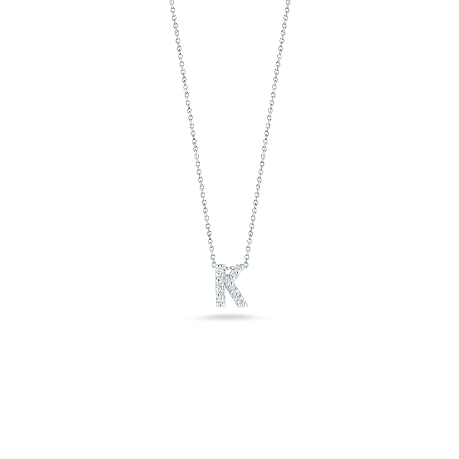 Roberto Coin Tiny Treasures 18K White Gold Love Letter K Pendant with Diamonds