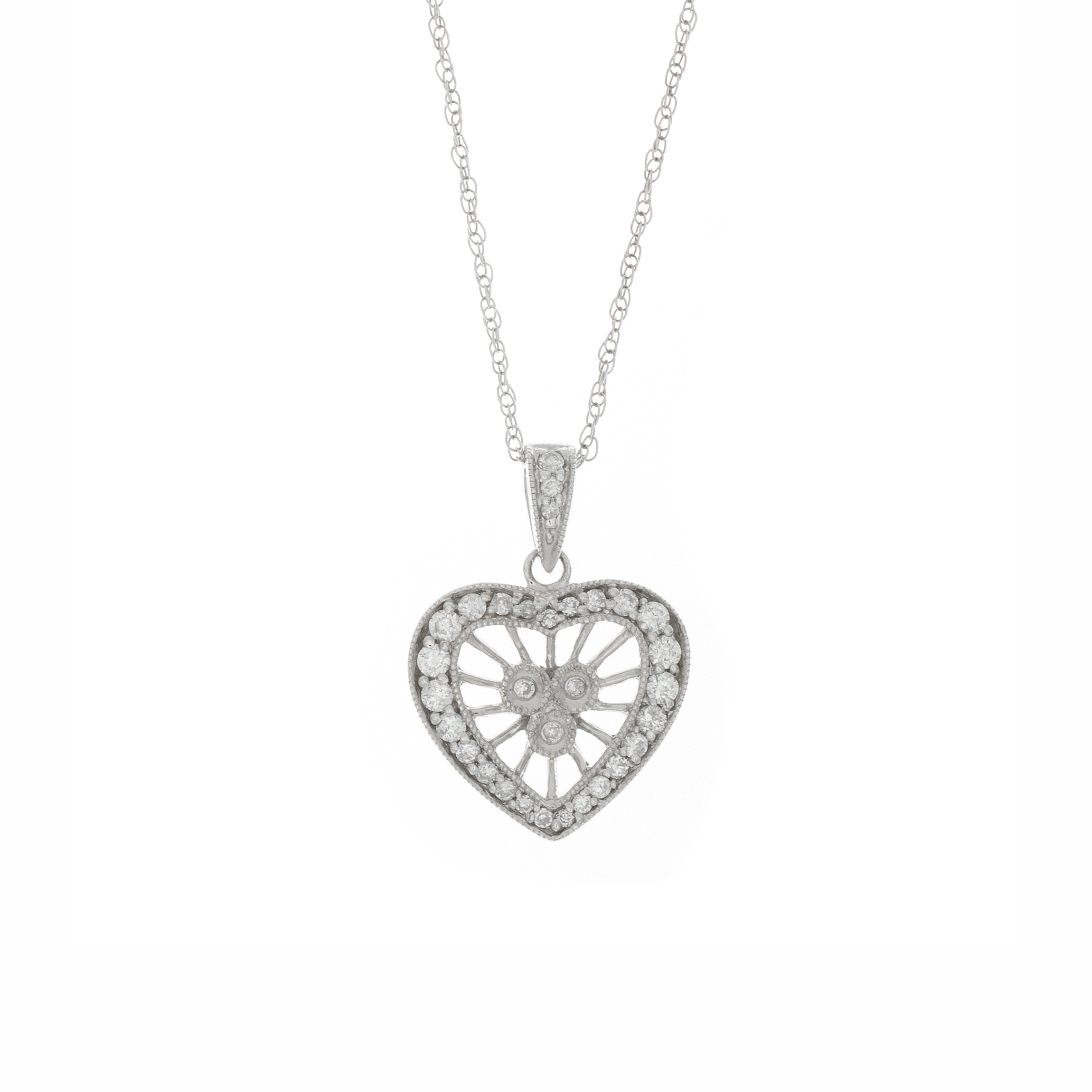 London Collection Pave Diamond Heart Pendant Necklace