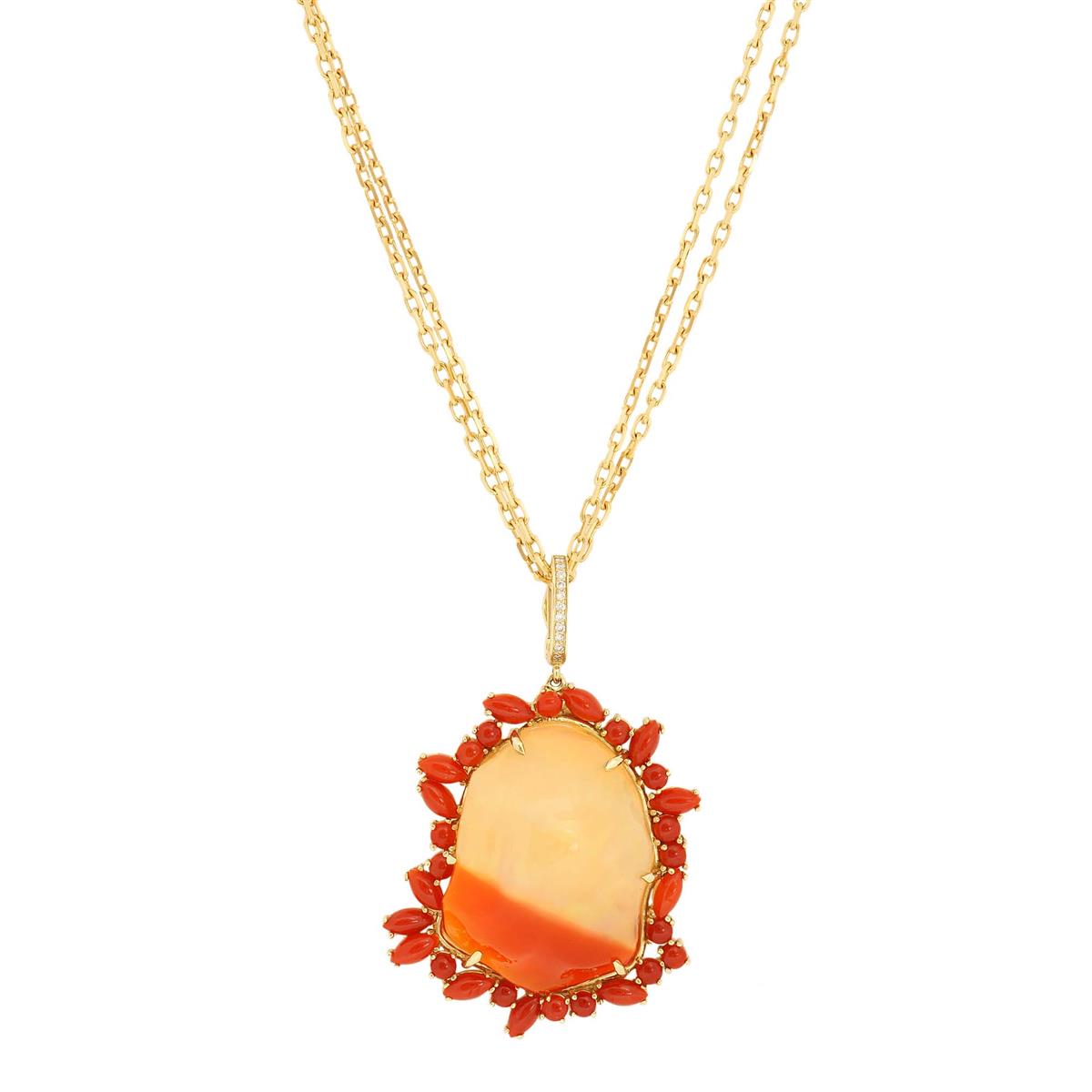 London Collection 18k Opal, Coral, and Diamond Necklace