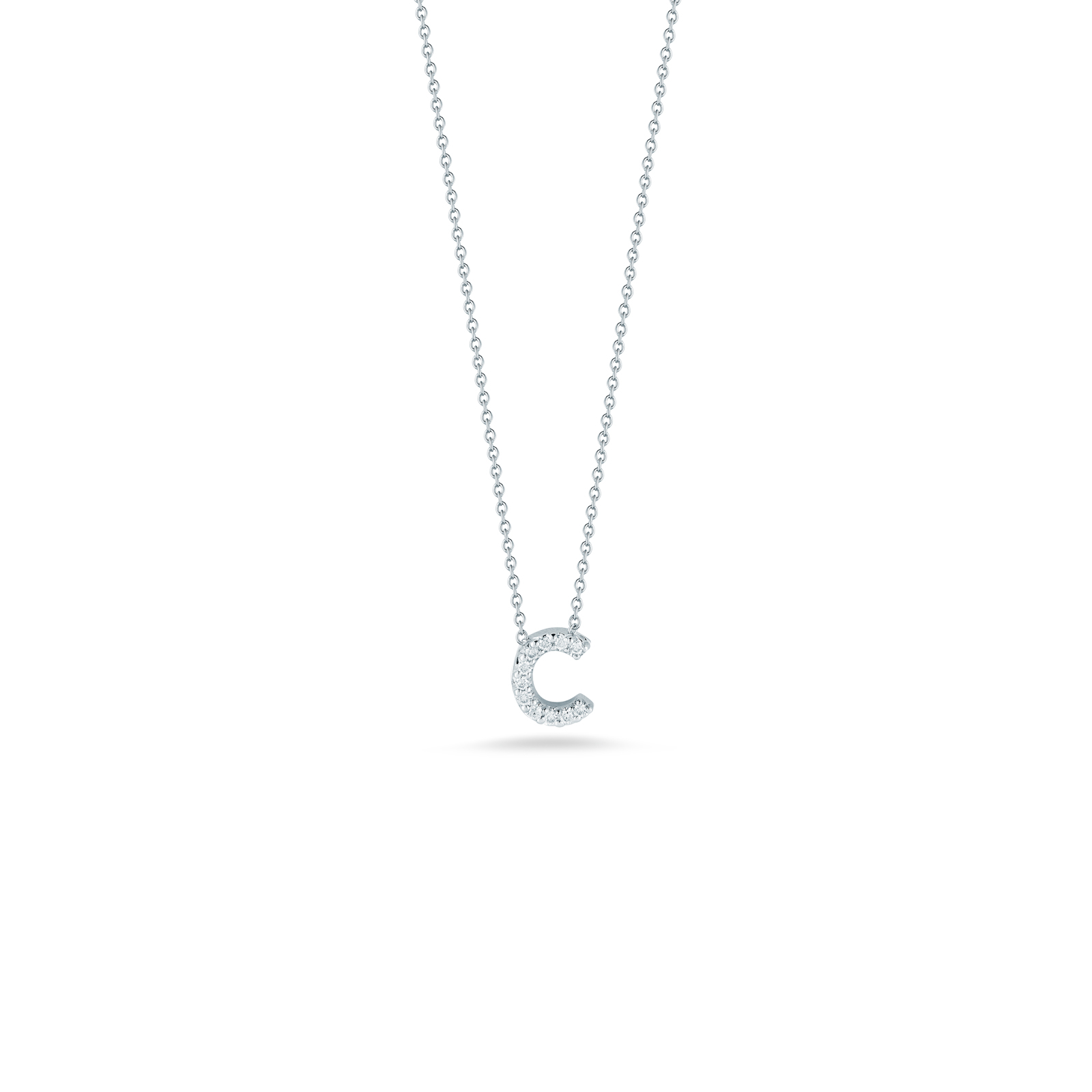 Roberto Coin Tiny Treasures 18K White Gold Love Letter C Pendant with Diamonds