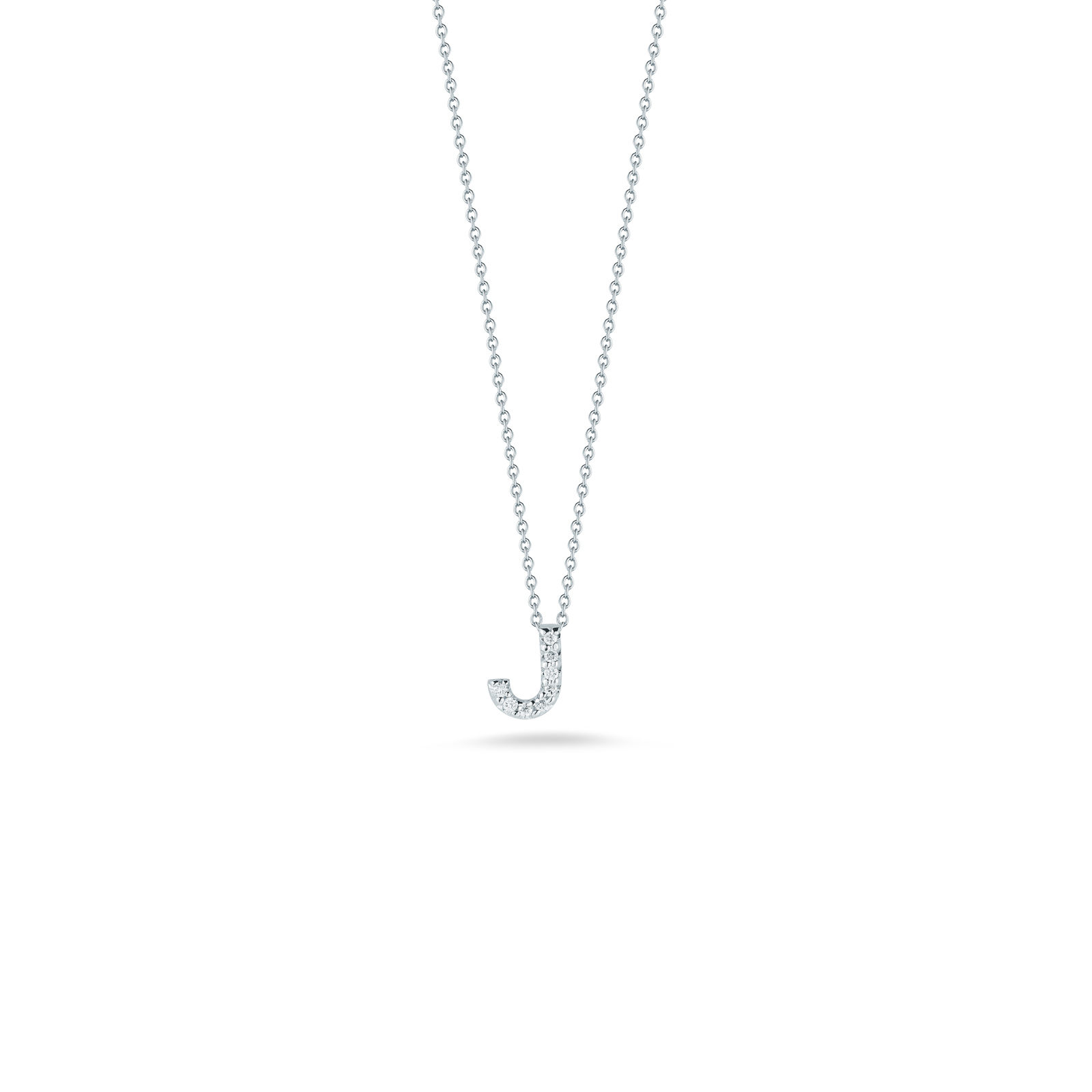 Roberto Coin Tiny Treasures 18K White Gold Love Letter J Pendant with Diamonds