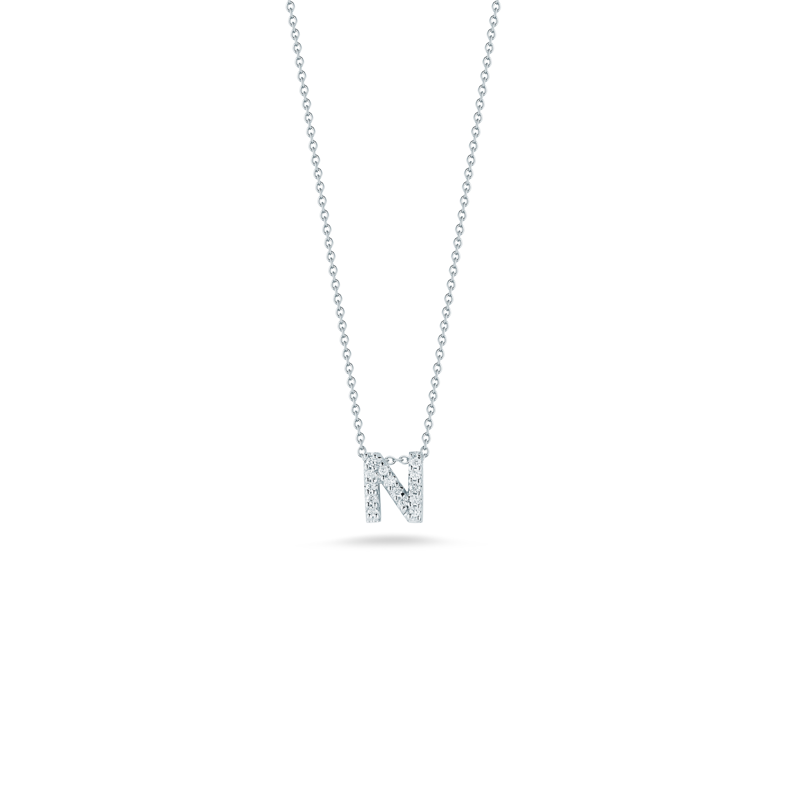 Roberto Coin Tiny Treasures 18K White Gold Love Letter N Pendant with Diamonds