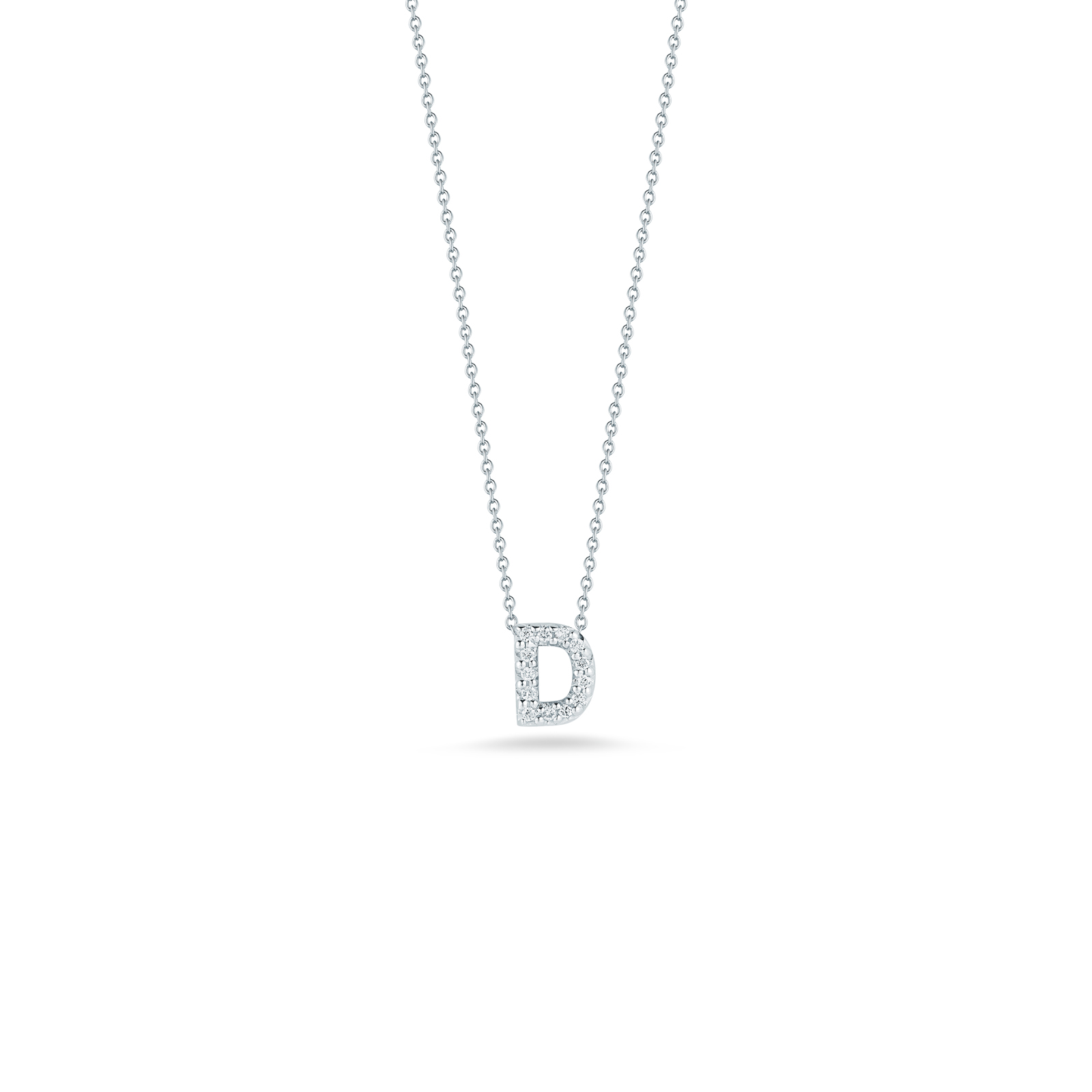 Roberto Coin Tiny Treasures 18K White Gold Love Letter D Pendant with Diamonds
