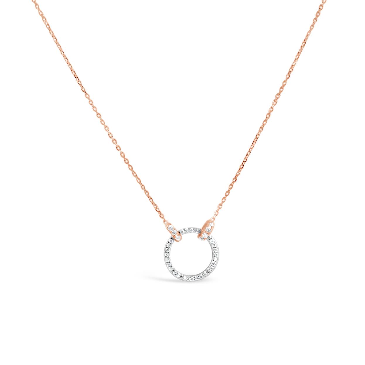 London Collection 14k Two Tone Gold Open Diamond Circle Necklace