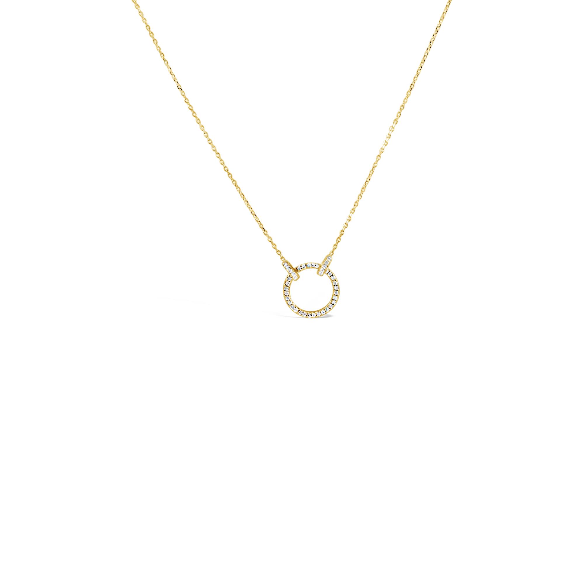 London Collection 14k Yellow Gold Open Diamond Circle Pendant Necklace