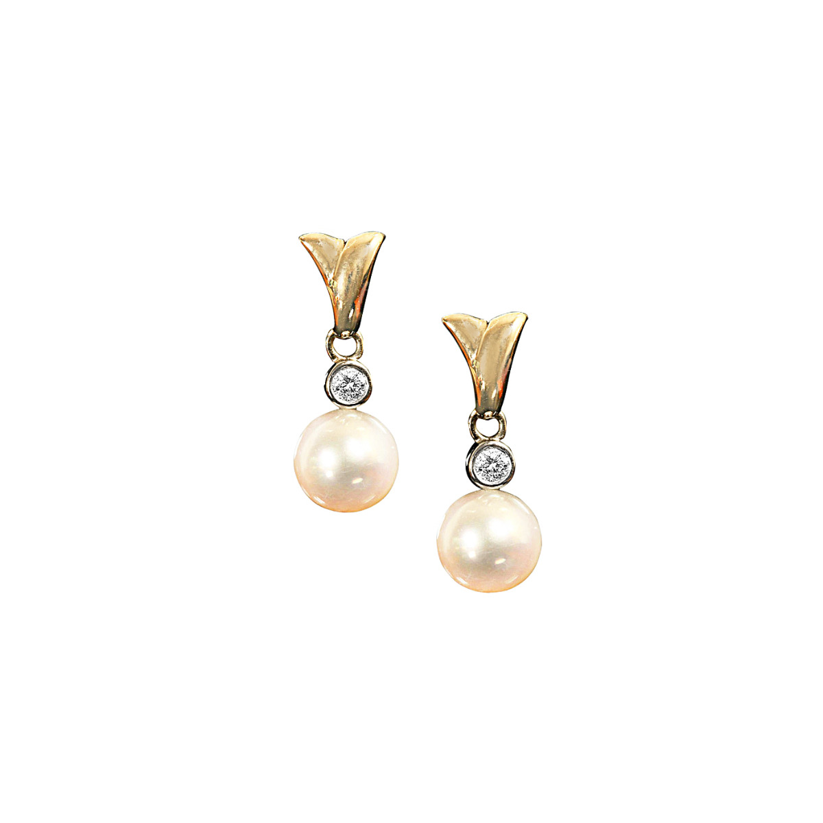 Mikimoto 18k Diamond and Pearl Drop Earrings