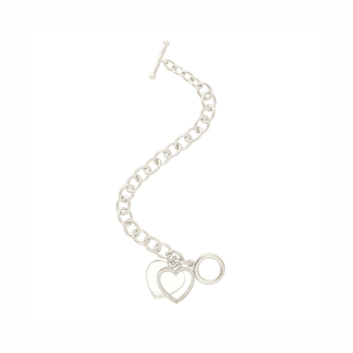 London Collection Special Value Double Heart Charm Diamond Bracelet