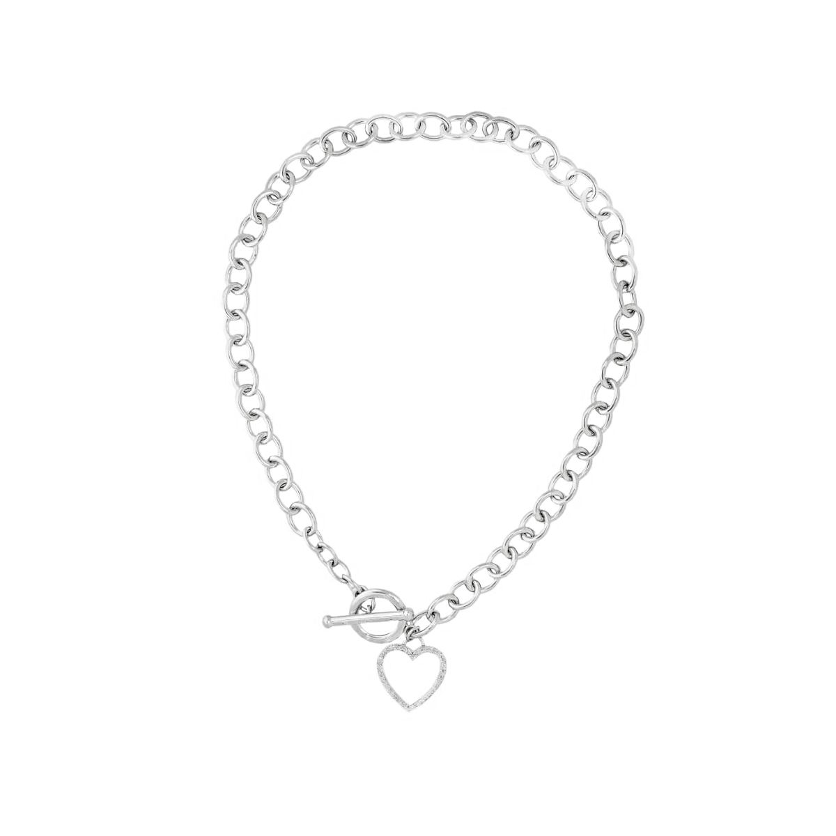 London Collection Sterling Silver Link Heart Necklace
