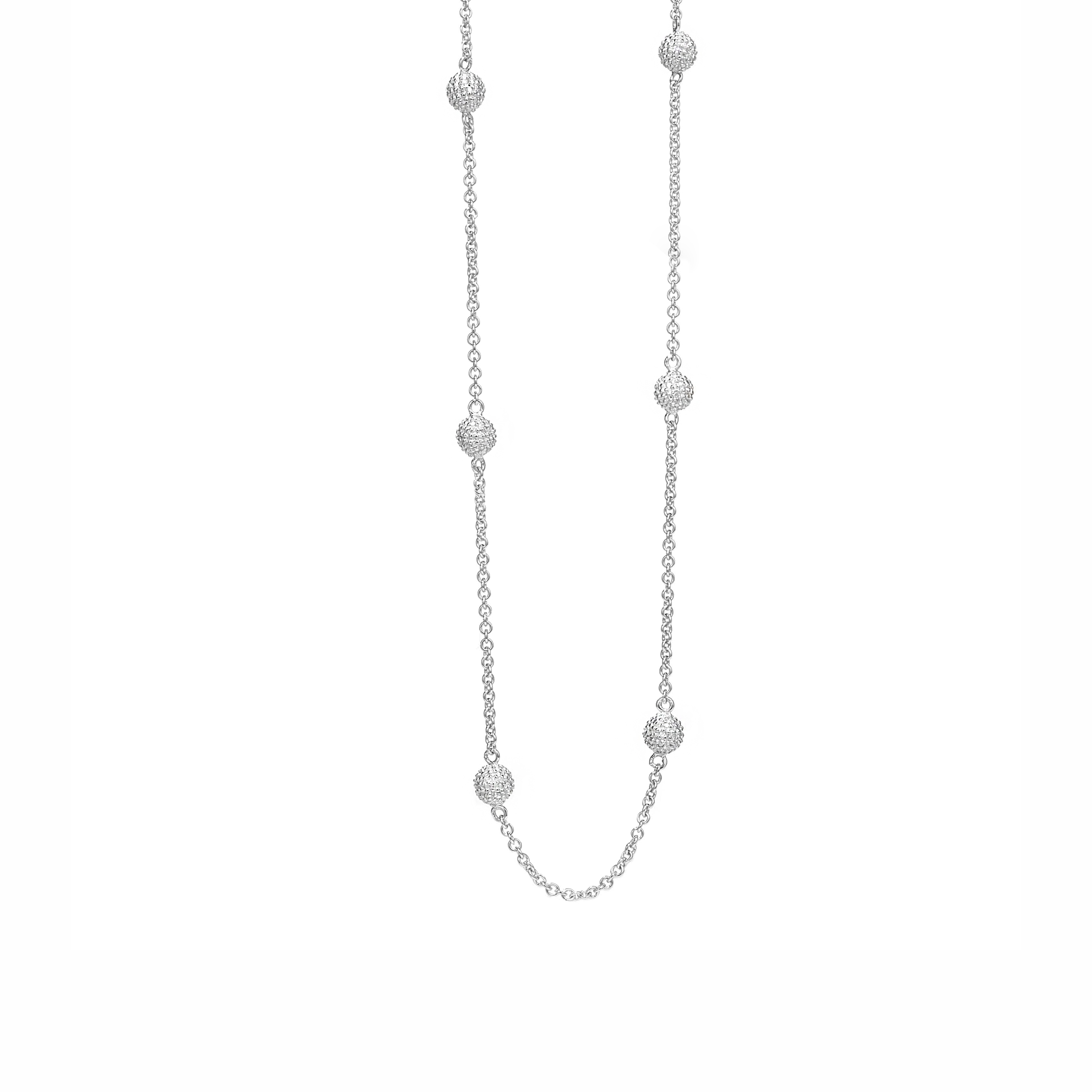 London Collection Sterling Silver Diamond Ball Necklace