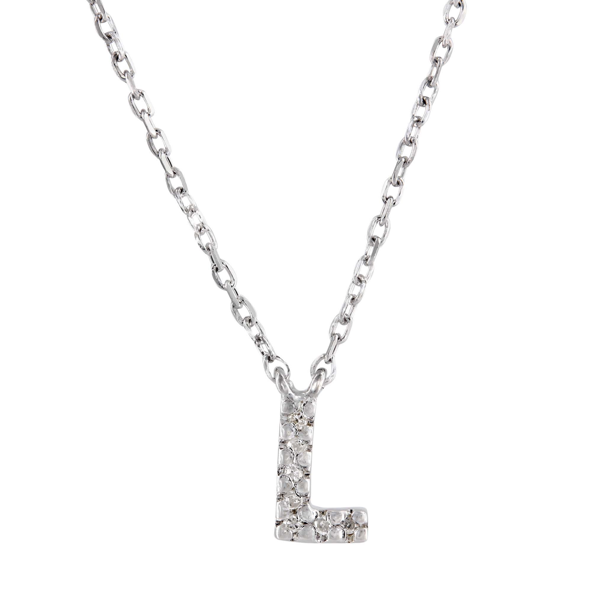 London Collection Sterling Silver Diamond Initial "L" Necklace
