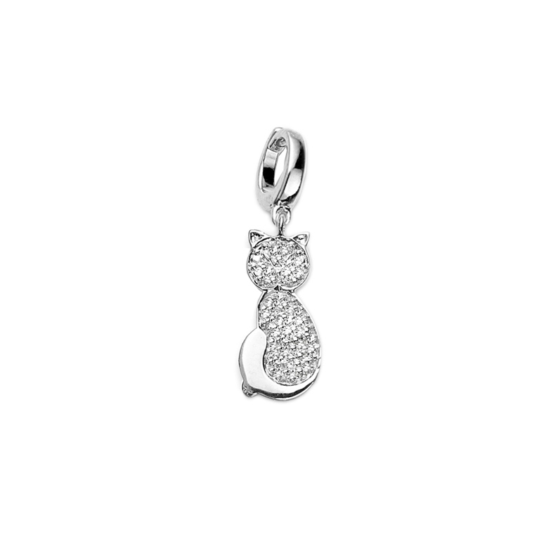 London Collection SS Diamond Cat Charm