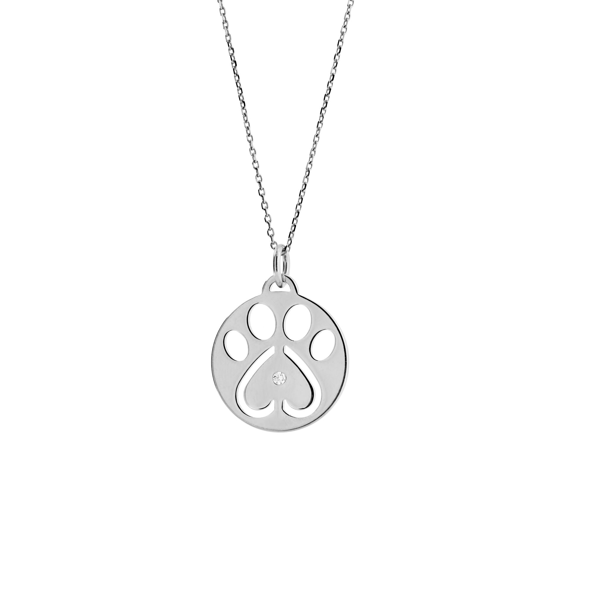 Our Cause for Paws Sterling Silver Paw Charm with Diamond Pendant