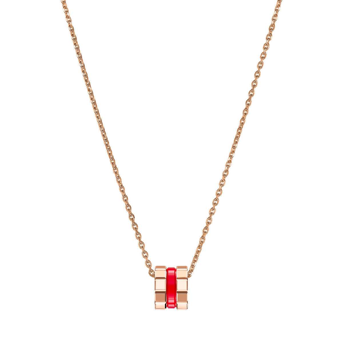 Chopard Ice Cube 18k Rose Gold Red HyCeram Pendant