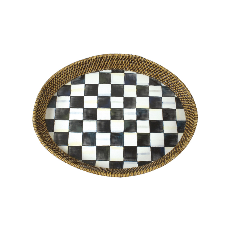 MacKenzie-Childs Courtly Check Large Rattan Tray