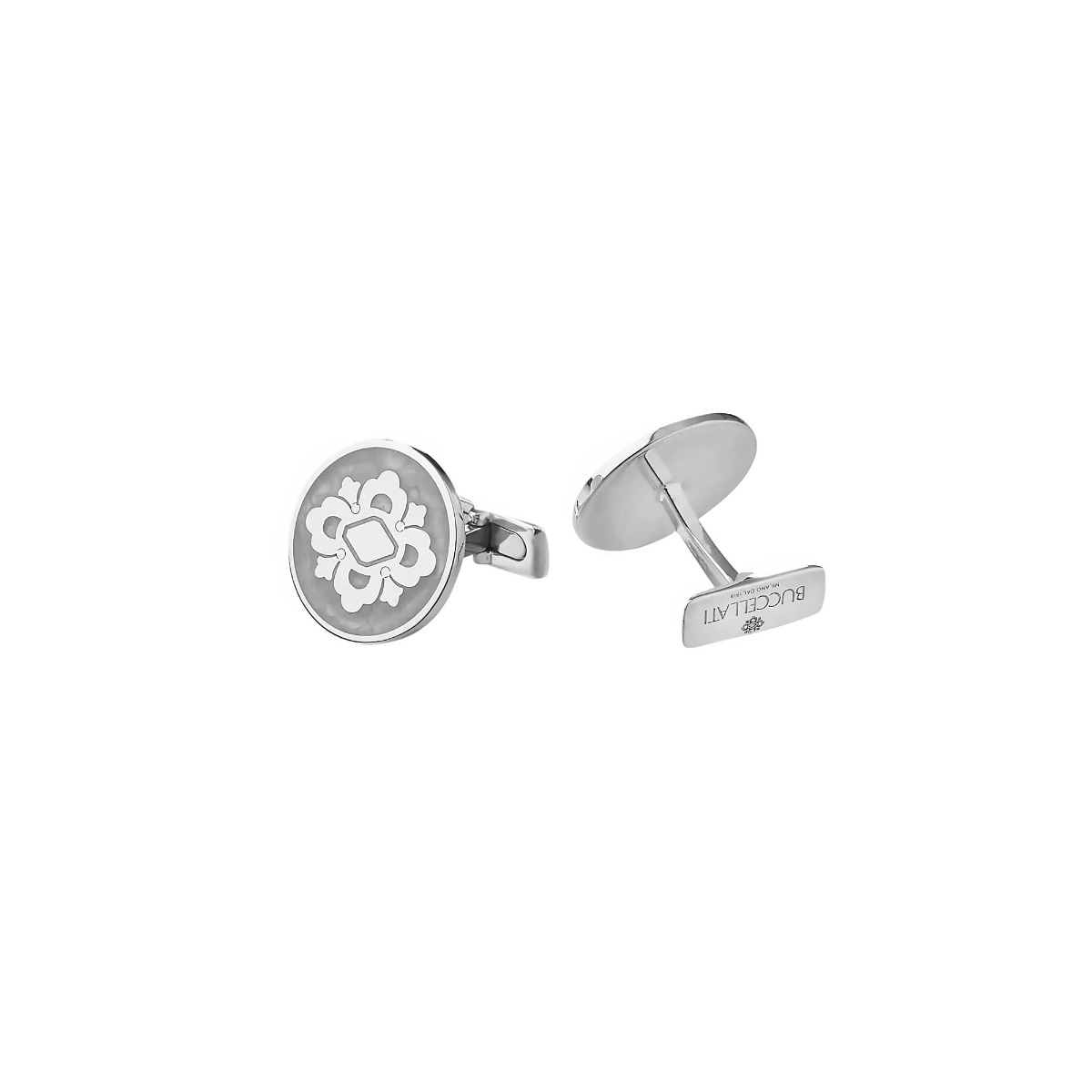 Buccellati Opera Sterling Silver White Enamel Cufflinks