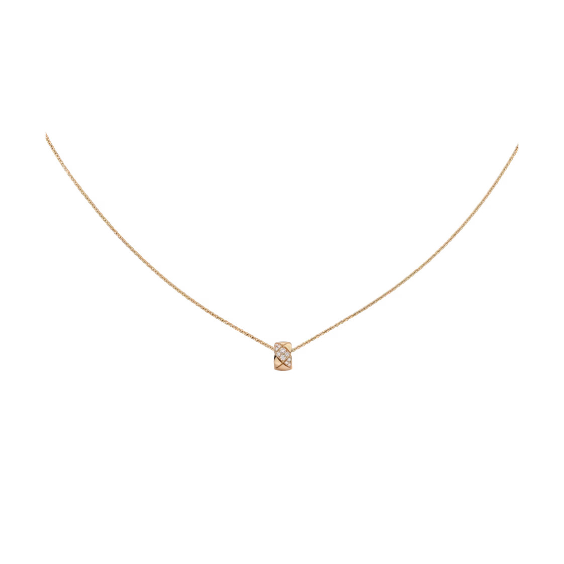 CHANEL COCO CRUSH 18k Beige Gold Diamond Small Necklace
