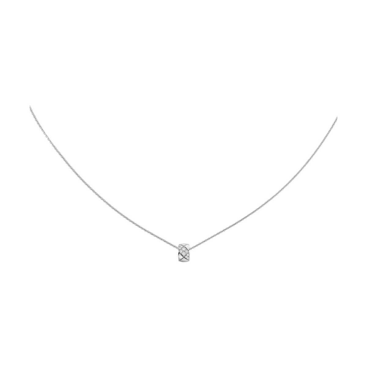 CHANEL COCO CRUSH 18k White Gold Diamond Small Necklace