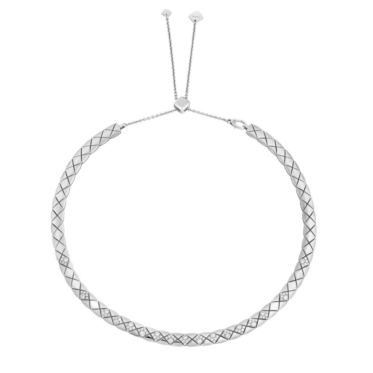 CHANEL COCO CRUSH 18k White Gold Diamond Supple Short Necklace