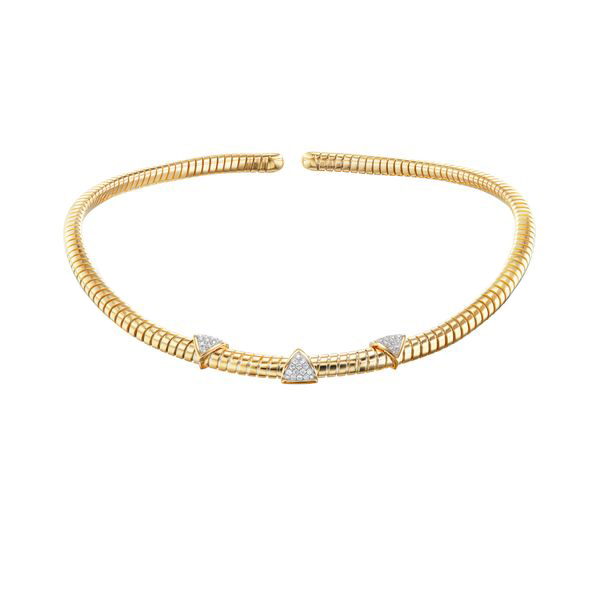 Marina B Trisolina 18k Yellow Gold Diamond 3 Claw Collar Necklace