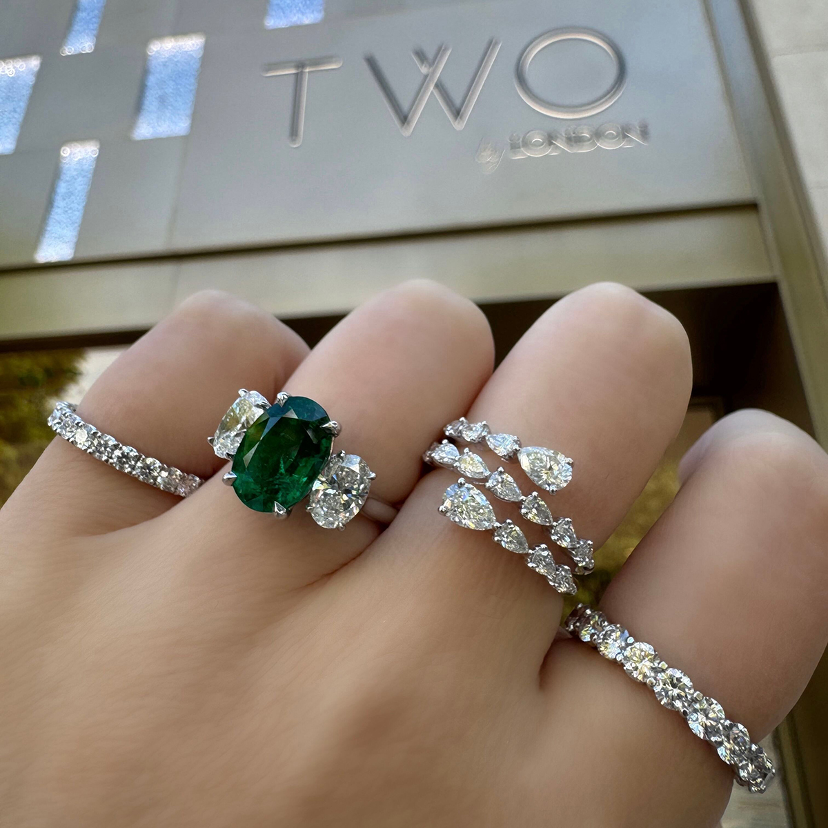 Emerald Elegance and Diamond Details