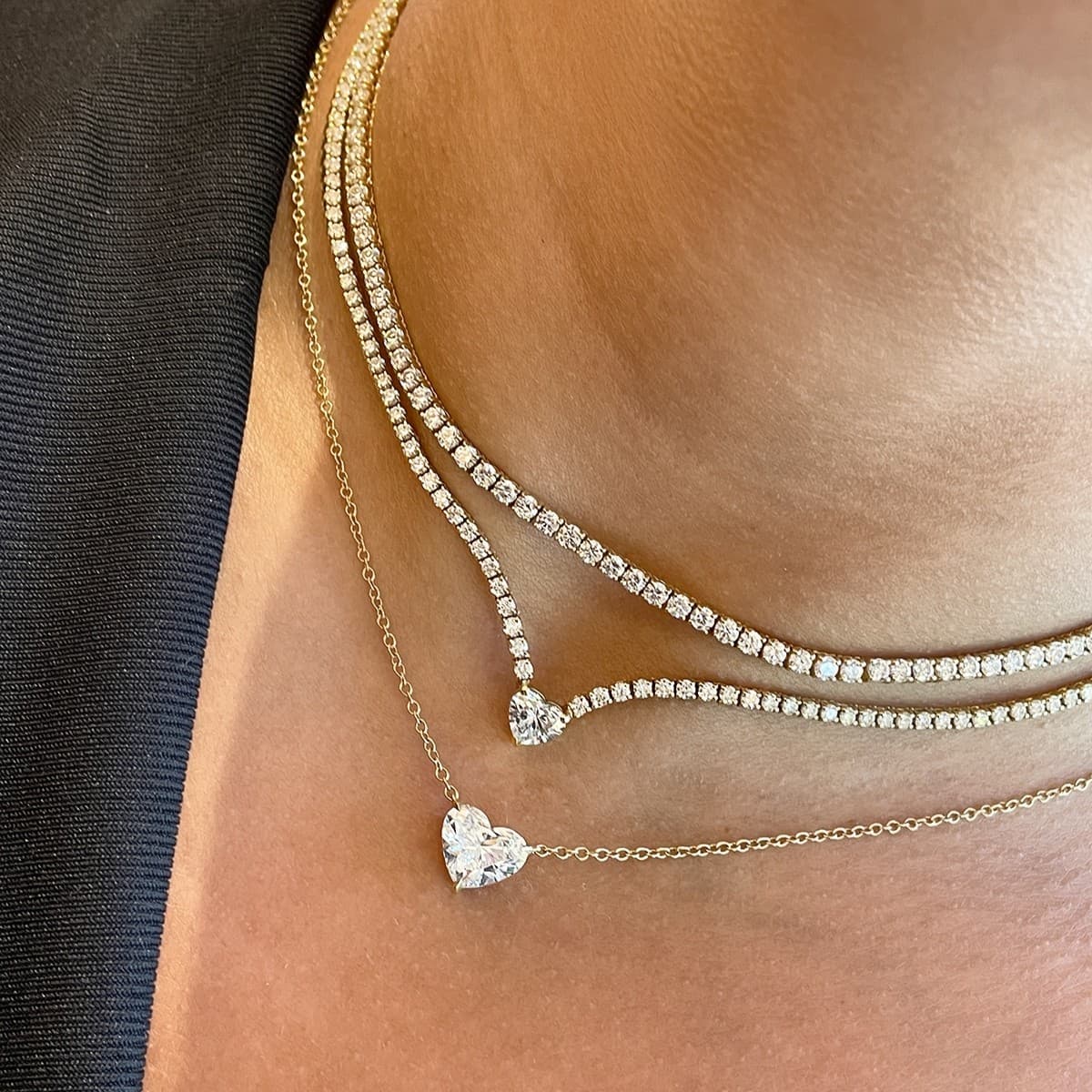 London Collection 18k Yellow Gold Heart Shaped Diamond Pendant Necklace