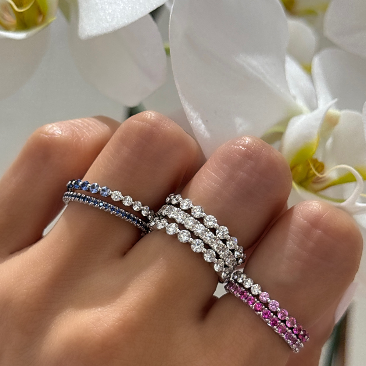 Spoiler alert: It’s a gem! Whether it’s pink our blue - celebrate it in sapphires