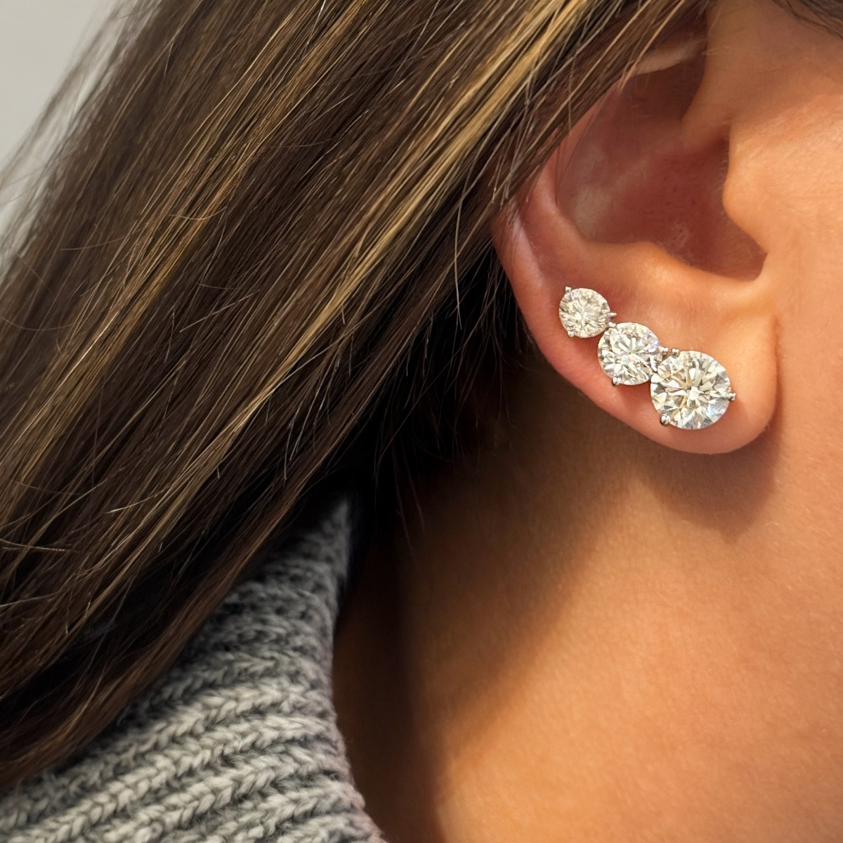 London Collection Platinum 3 Prong 4.40ct Diamond Studs