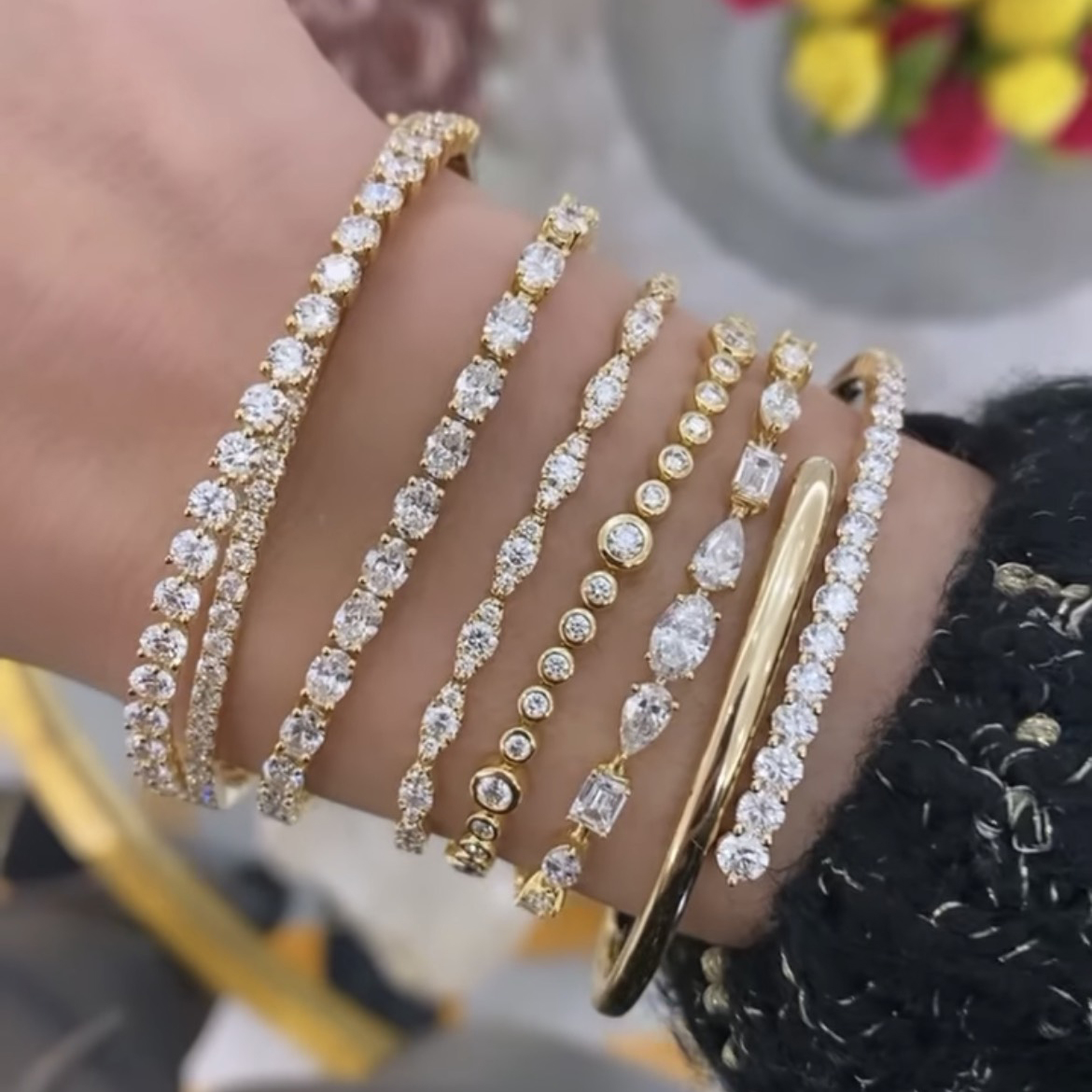 All new yellow gold and diamond bracelets just in time for Valentine