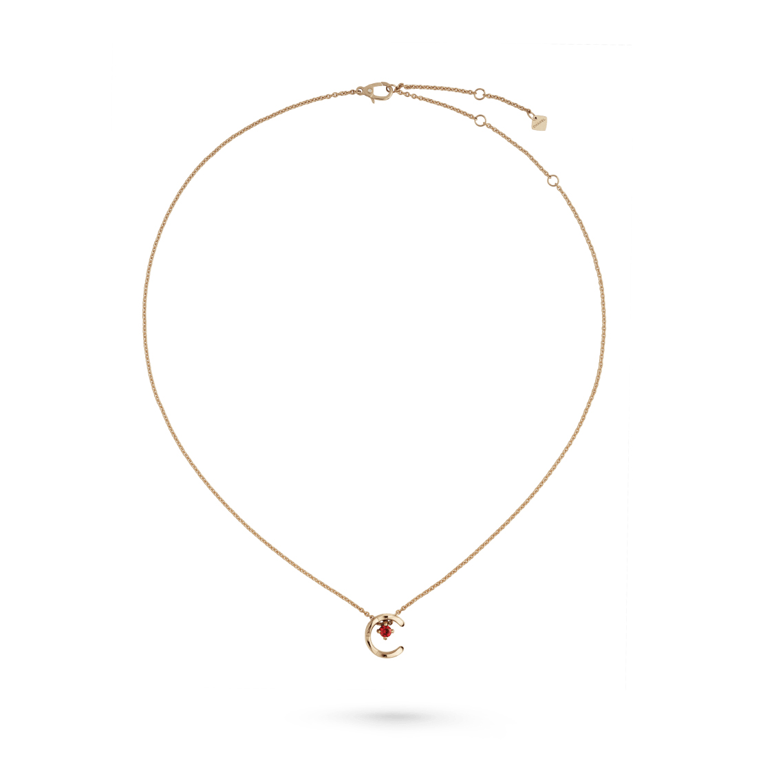 CHANEL COCO 18k Beige Gold Quilted Ruby Necklace