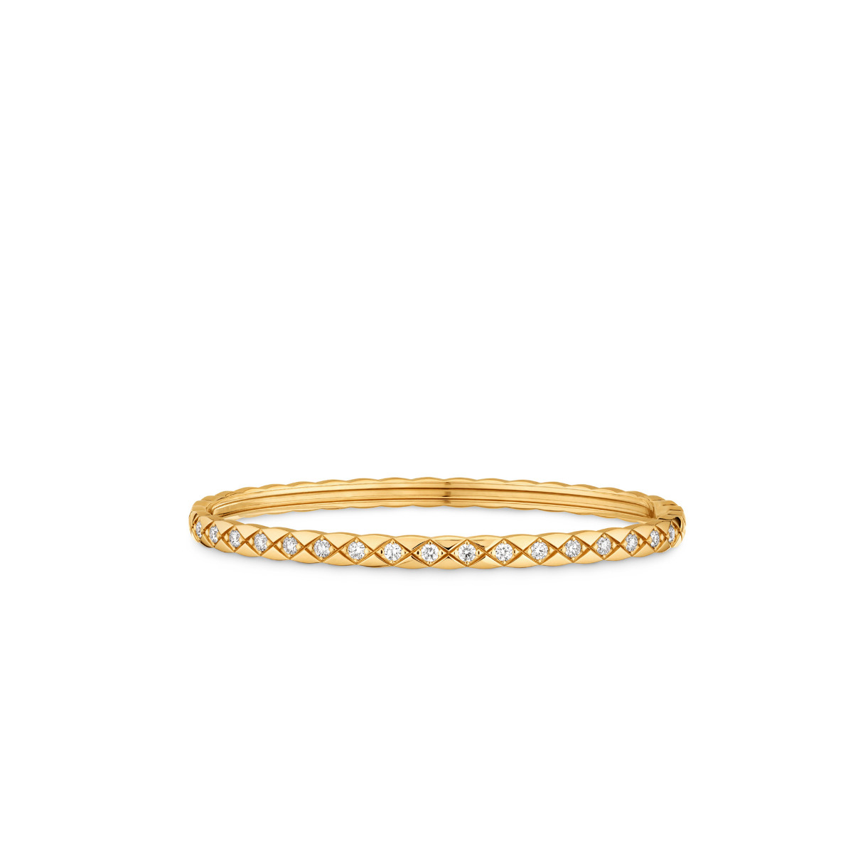 CHANEL COCO CRUSH 18k Yellow Gold Mini Quilted Diamond Bracelet