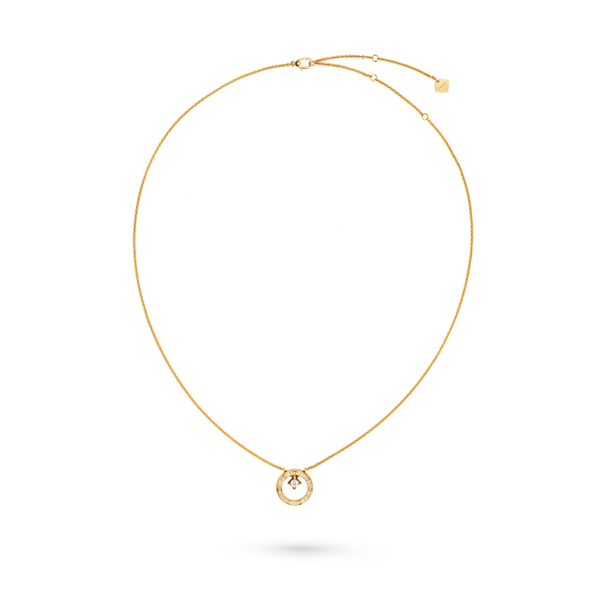 CHANEL COCO 18k Yellow Gold Diamond Quilted Necklace