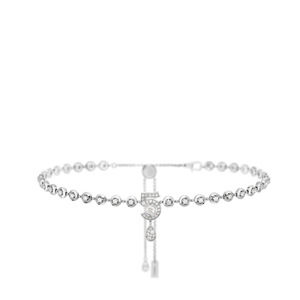CHANEL ETERNAL N°5 White Gold Diamond Line Necklace