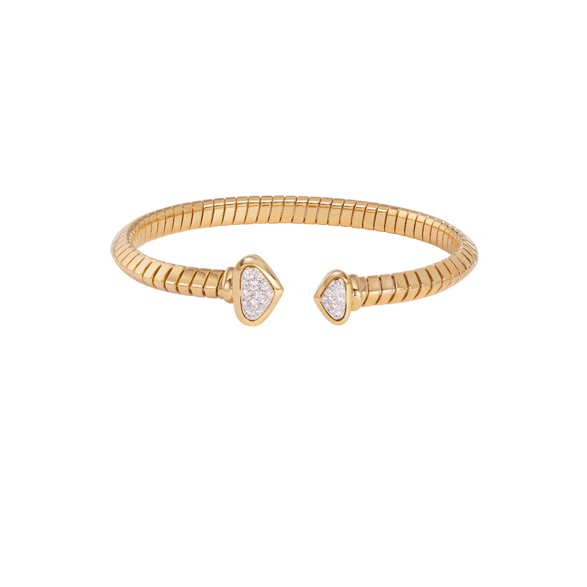 Marina B Trisolina Castanga 18k Yellow Gold Diamond Bangle Bracelet