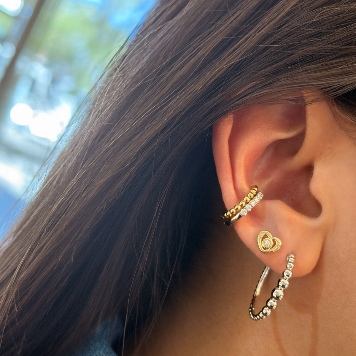 Delicate Brilliance by Gabriel & Co, Thoughtfully Accented with Ear Cuff Details For a Modern Layered Look