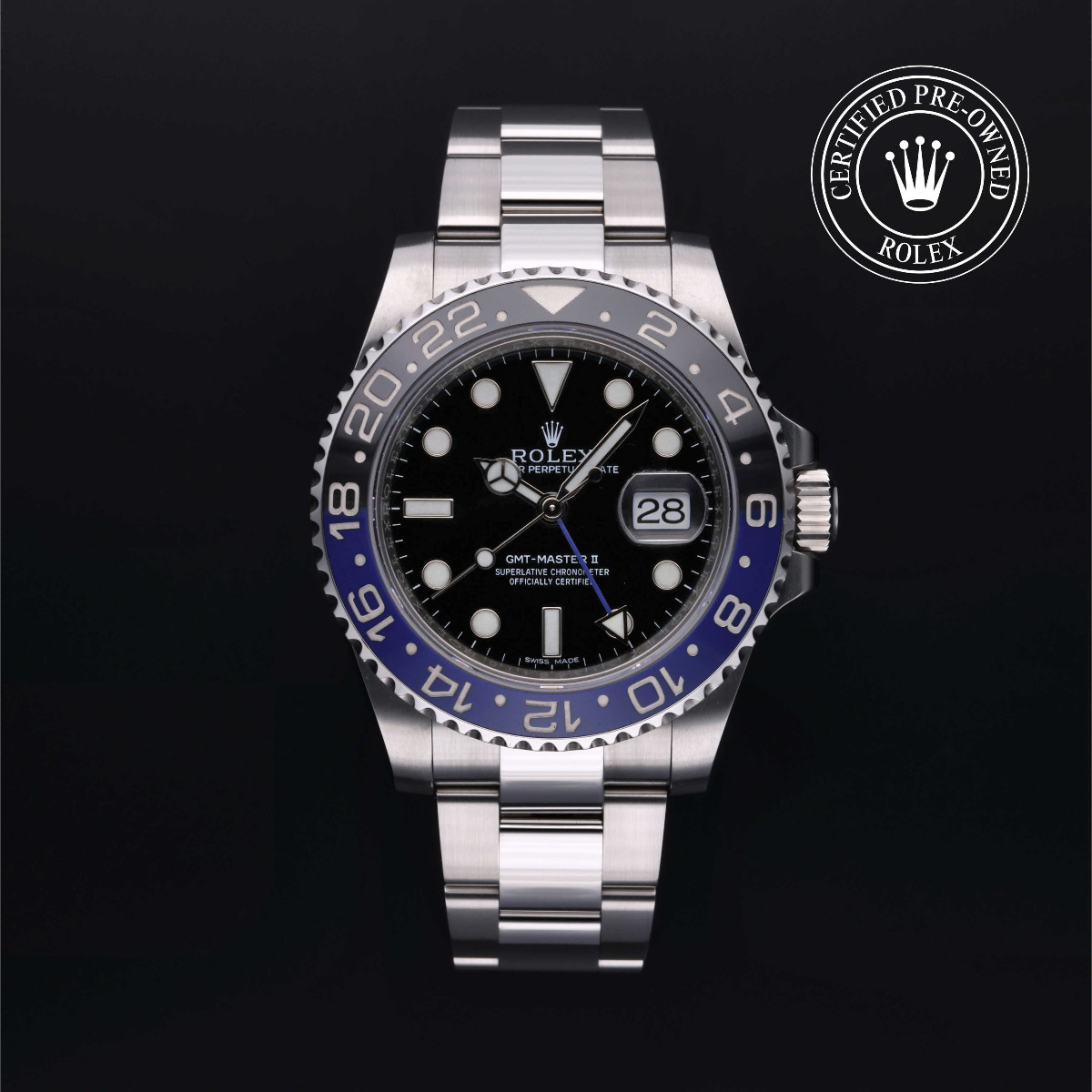Certified Pre-Owend Rolex GMT-Master ll Black and Blue Bezel