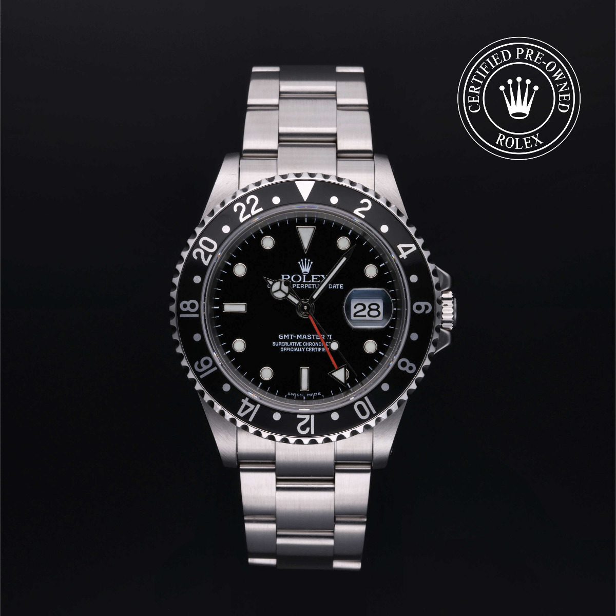 Rolex Certified Pre-Owned Oyster Perpetual GMT-Master ll Black Bezel Black Dial