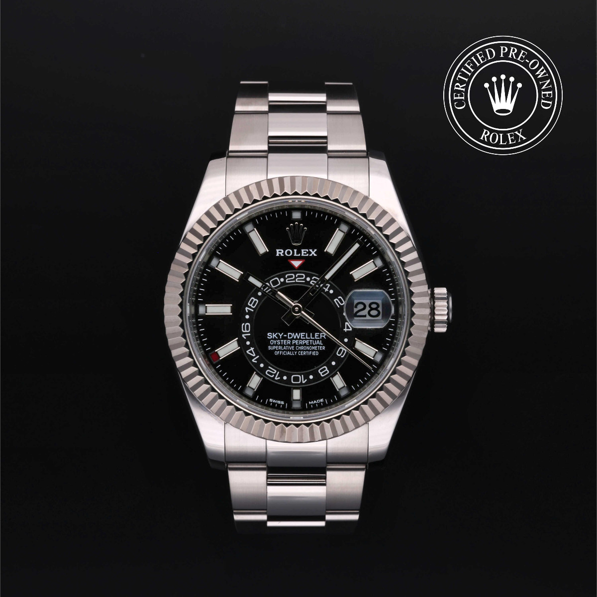 Rolex Certified Pre-Owned Sky-Dweller Rolesor 18k White Black Dial
