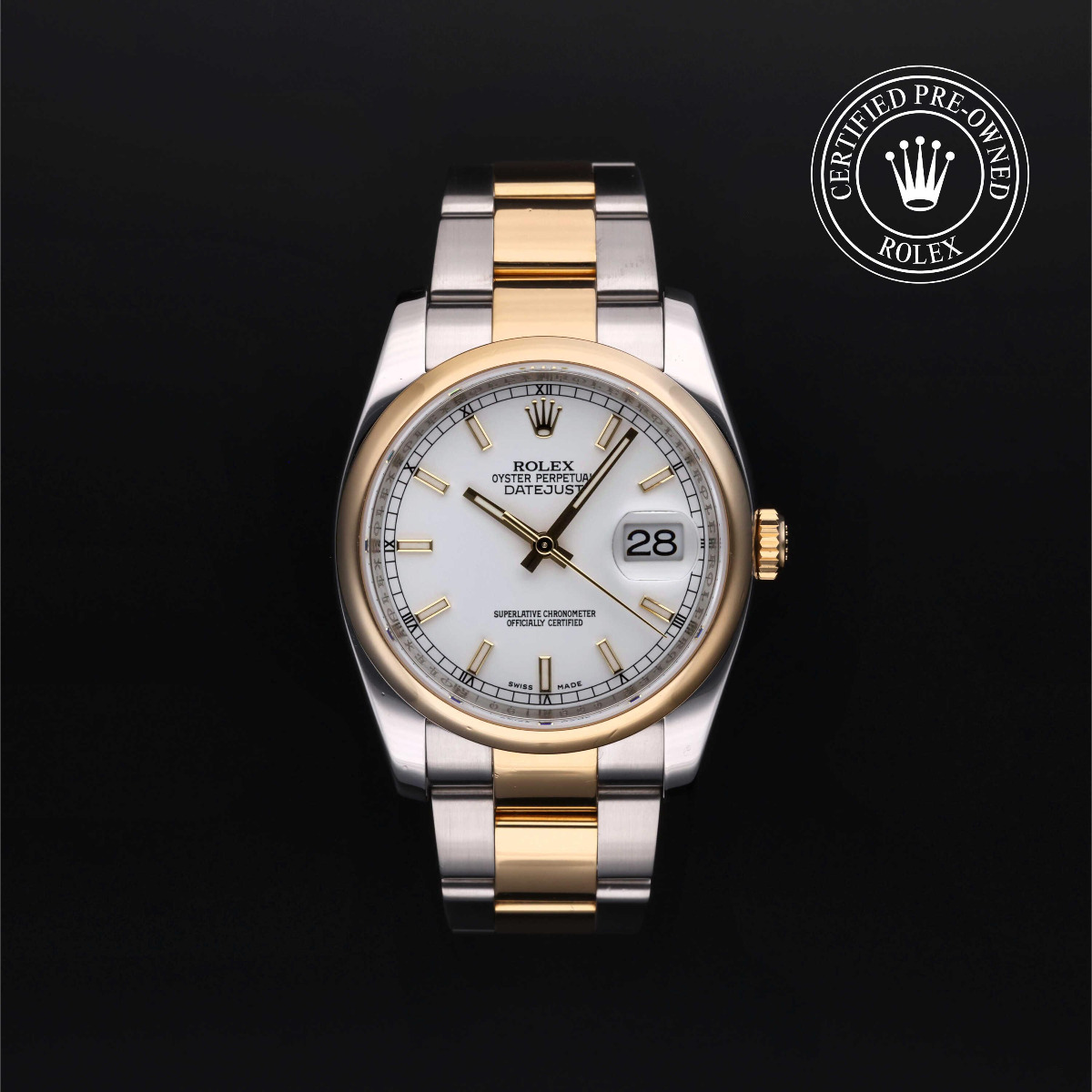 Rolex Certified Pre-Owend Datejust 36 Rolesor 18k Yellow Oyster Bracelet