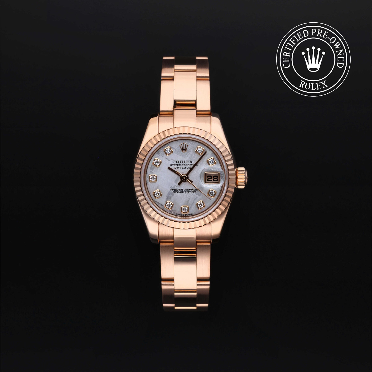 Rolex Certified Pre-Owned Lady-Datejust 26 18k Red Meteorite Diamond Dial