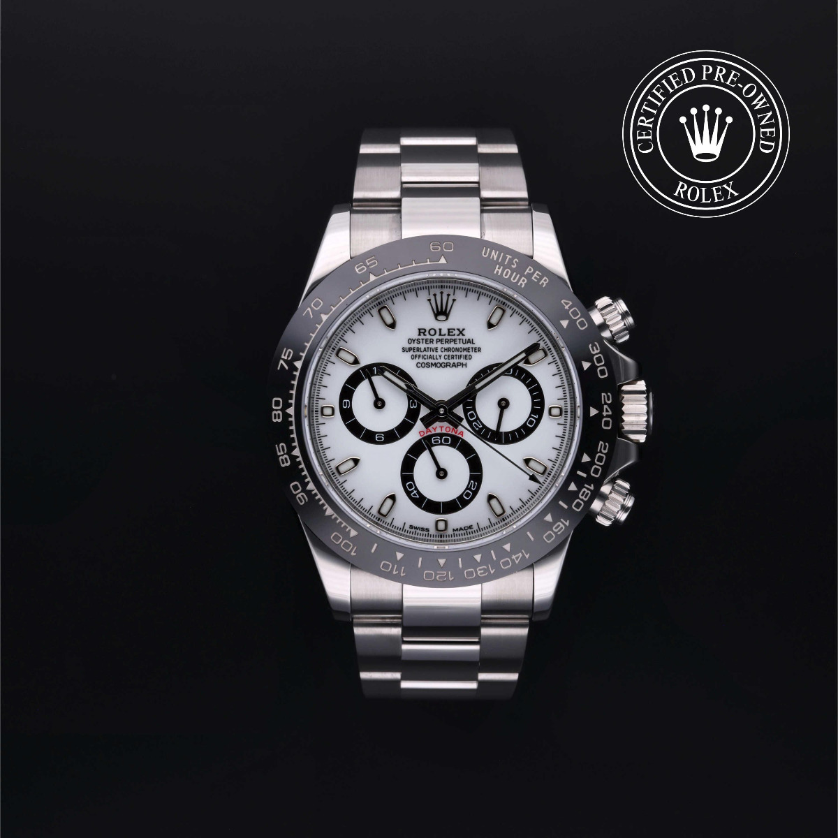 Rolex Certified Pre-Owned Cosmograph Daytona Steel Black Bezel White Dial
