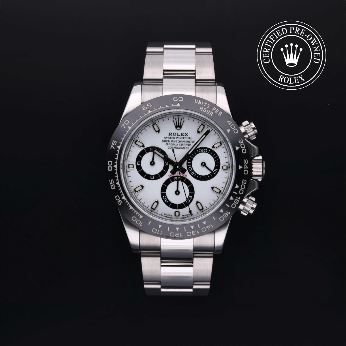 Rolex Certified Pre-Owned Cosmograph Daytona Steel Black Bezel White Dial