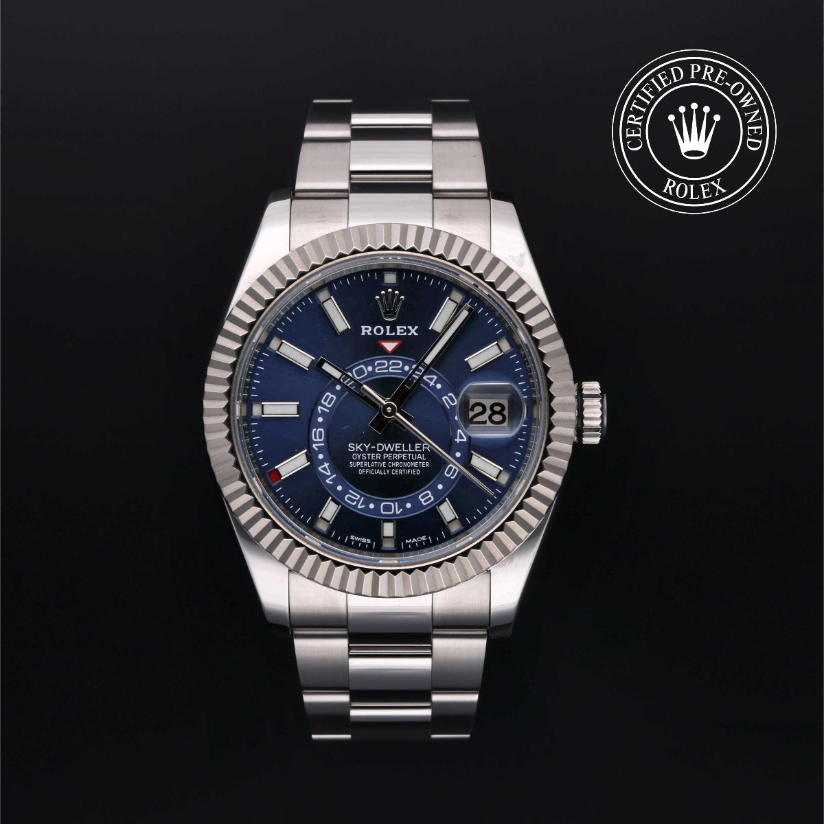 Rolex Certified Pre-Owned Sky-Dweller Rolesor 18k White Blue Dial