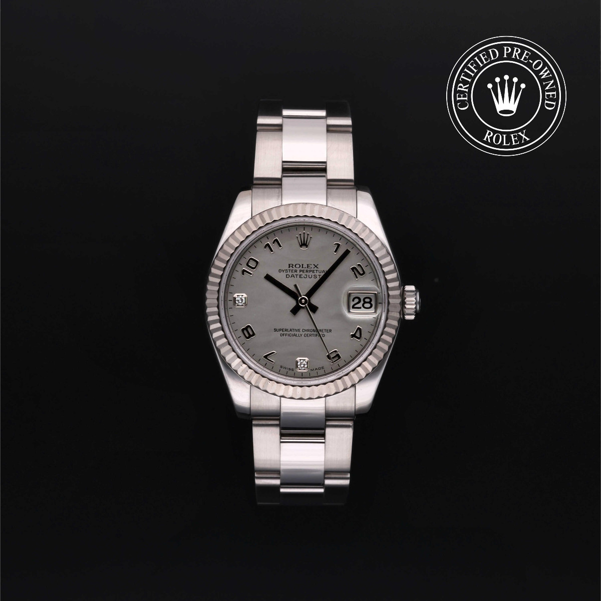 Rolex Certified Pre-Owned Datejust 31 Rolesor 18k White Grey Dial