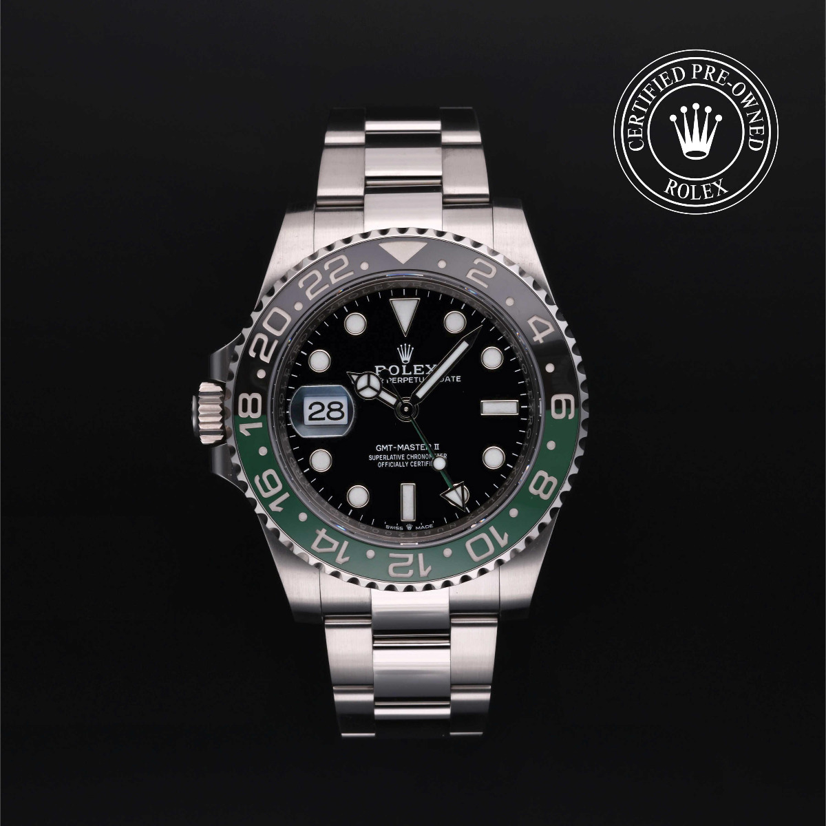 Rolex Certified Pre-Owned GMT-Master II Black and Green Bezel LHD