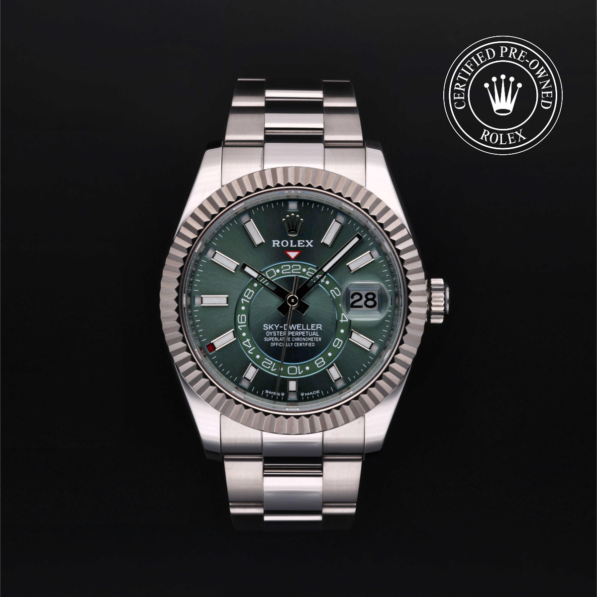 Rolex Certified Pre-Owned Sky-Dweller Rolesor 18k White Green Dial
