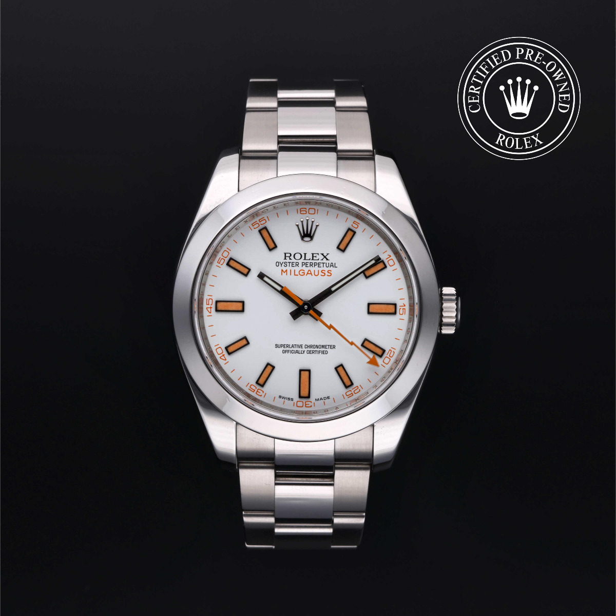 Rolex Certified Pre-Owned Milgauss Steel 40mm White Dial